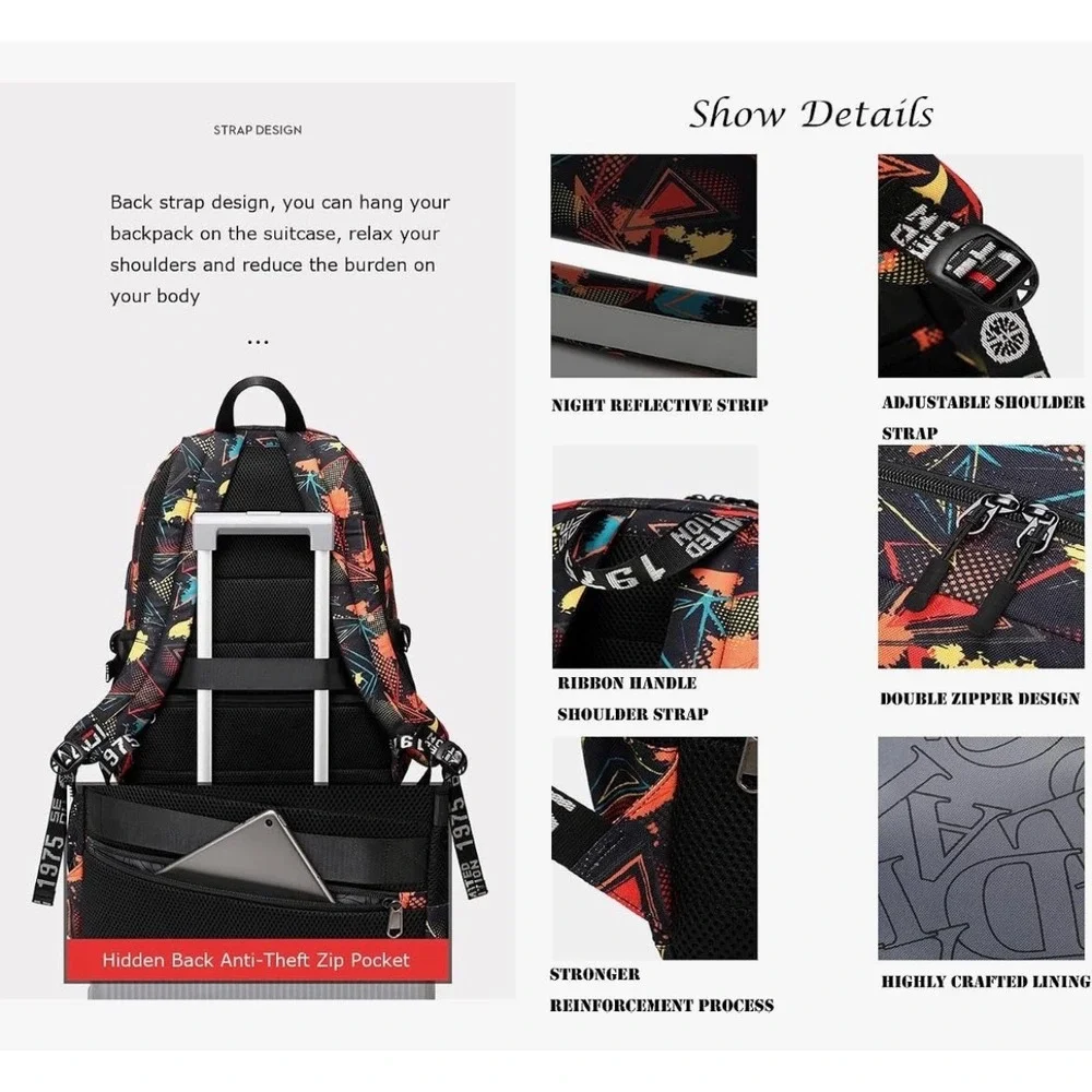 American Football Player Fans Backpack Travel Laptop Reflective School Sports